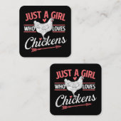 Gewoon een meisje die van kippen houdt - Chicken L Vierkante Visitekaartje (Voorkant / Achterkant)