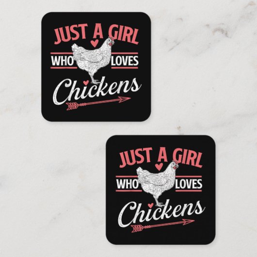 Gewoon een meisje die van kippen houdt - Chicken L Vierkante Visitekaartje (Voorkant / Achterkant)