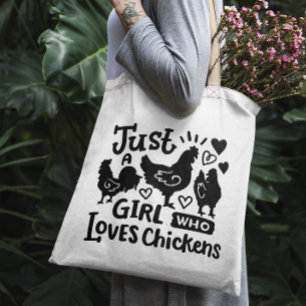 "Gewoon een meisje die van kippen houdt" grappige Tote Bag