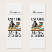 Gewoon een meisje die van poezen houdt en boeken 3 mini visitekaartjes (Voorkant /achterkant)