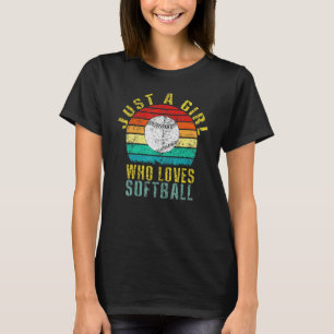 Gewoon een meisje die van softbal retro houdt t-shirt