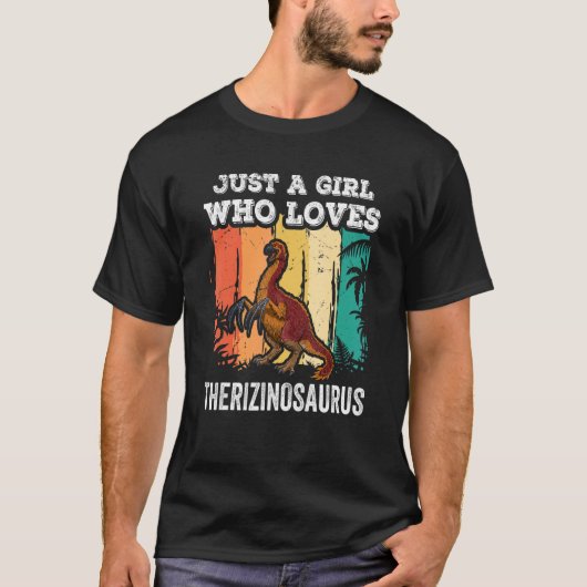 Gewoon een meisje die van Therizinosaurus dinosaur T-shirt (Voorkant)