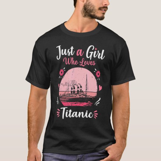 Gewoon een meisje die van Titanic Pink Retro  houd T-shirt (Voorkant)