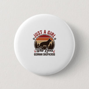 Gewoon Een Meisje Duitse Herder Vintage Hond Liefh Ronde Button 5,7 Cm