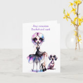 Gewoon een meisje en haar dachshond hond kaart (Gele Bloem)