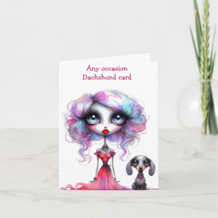 Gewoon een meisje en haar Dachshund Dog Kaart