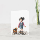 Gewoon een meisje en haar Dachshund (downloadbaar) Kaart (Voorkant)