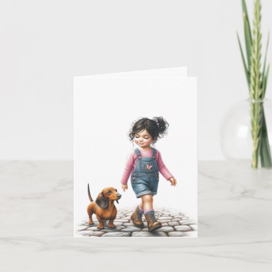Gewoon een meisje en haar Dachshund (downloadbaar) Kaart (Voorkant)