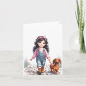 Gewoon een meisje en haar Dachshund (downloadbaar) Kaart (Voorkant)