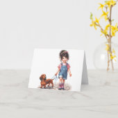 Gewoon een meisje en haar Dachshund (downloadbaar) Kaart (Gele Bloem)