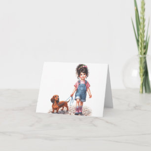 Gewoon een meisje en haar Dachshund (downloadbaar) Kaart