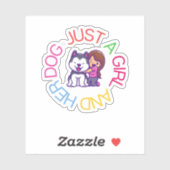 Gewoon een meisje en haar hond sticker (Vel)