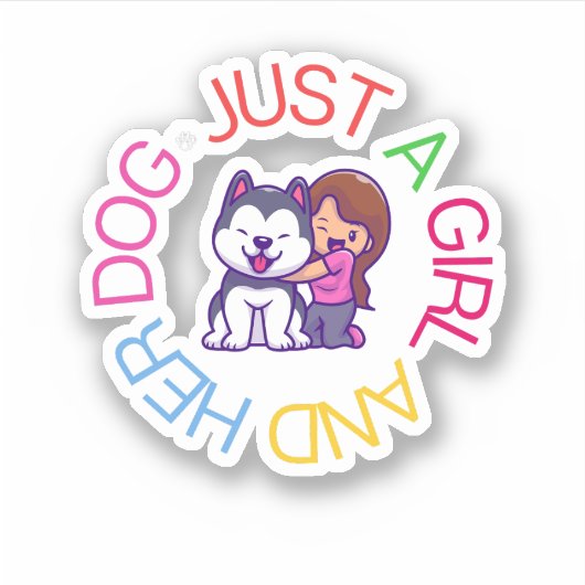 Gewoon een meisje en haar hond sticker (Voorkant)