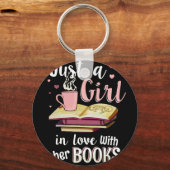 Gewoon een meisje in liefde met haar boeken sleutelhanger (Voorkant)