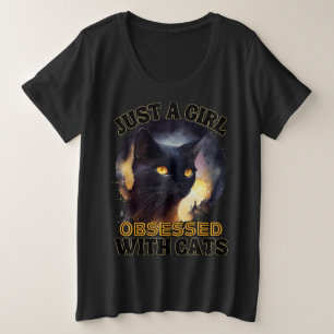Gewoon een meisje kat grote maat t-shirt