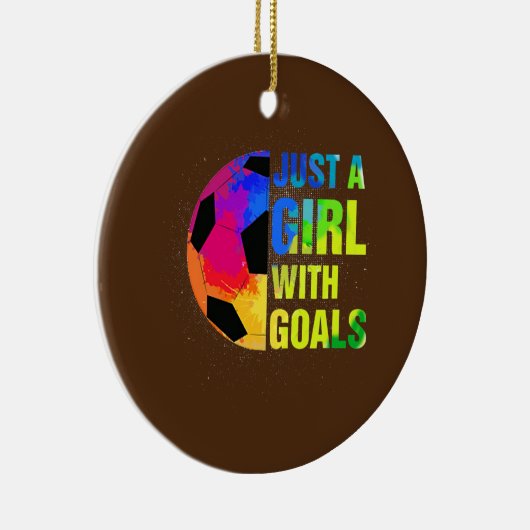 Gewoon een meisje met de Doelstellingen van de voe Keramisch Ornament (Rechts)