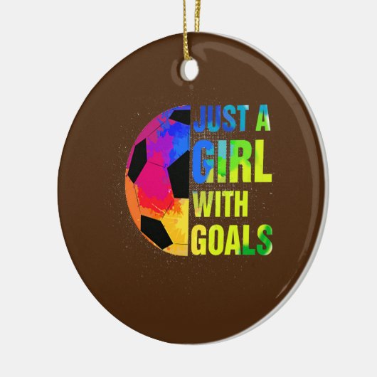 Gewoon een meisje met de Doelstellingen van de voe Keramisch Ornament (Links)