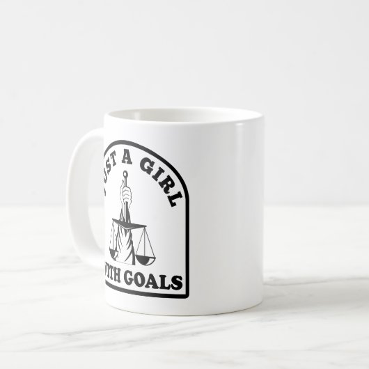 Gewoon een meisje met doelen grappige advocaat stu koffiemok (Voorkant links)