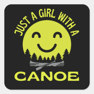 Gewoon een meisje met een kanoe kanoeoedie vierkante sticker