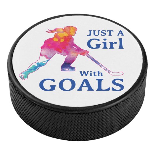 Gewoon een meisje met een Waterverf met een doel-s Hockey Puck (3/4)