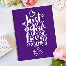 Gewoon Een Meisje Triatlon Liefde Fun Paars Wit Sc
