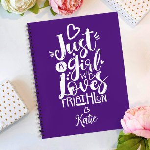 Gewoon Een Meisje Triatlon Liefde Fun Paars Wit Sc Notitieboek