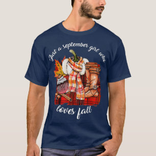 Gewoon een meisje uit september dat van de herfst t-shirt