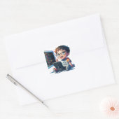 'Gewoon een nerd die dol is op coderen' cartoon st Vierkante Sticker (Envelop)