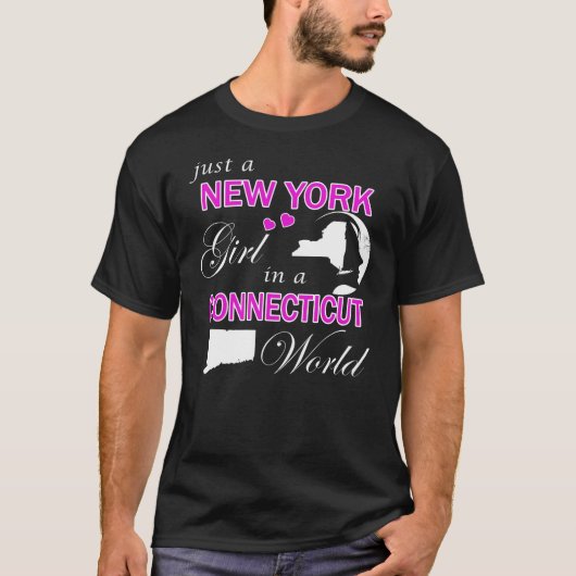 Gewoon een New Yorks meisje in een Connecticut-wer T-shirt (Voorkant)