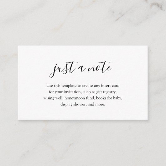 Gewoon een notitie Baby shower Informatiekaartje (Voorkant)