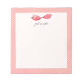 Gewoon een notitie Roze Witte Polka Dot Bird Notit Notitieblok (Voorkant)