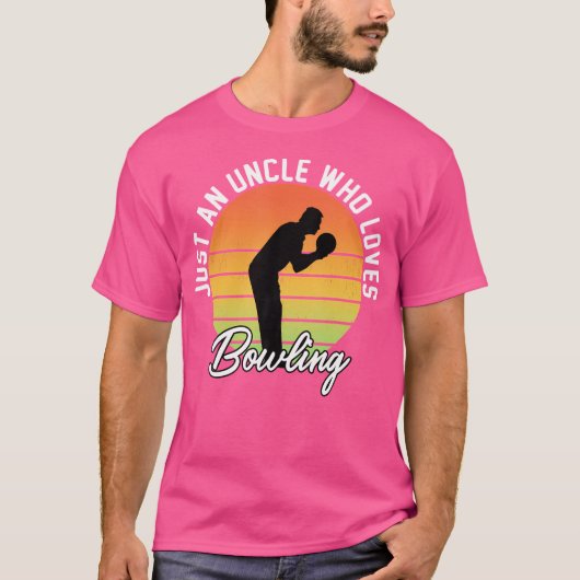 Gewoon een oom die houdt van bowling oom grappig t-shirt (Voorkant)