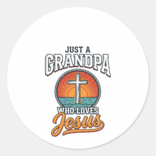 Gewoon een opa die Jezus liefheeft Vintage Cross S Ronde Sticker
