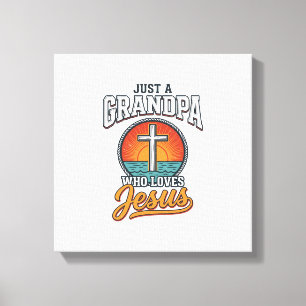 Gewoon een opa die Jezus liefheeft Vintage kruis s Canvas Afdruk