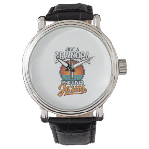 Gewoon een opa die Jezus liefheeft Vintage kruis s Horloge