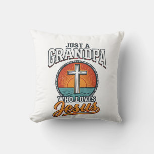 Gewoon een opa die Jezus liefheeft Vintage kruis s Kussen