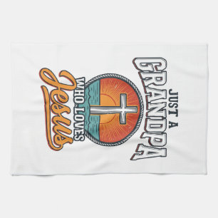 Gewoon een opa die Jezus liefheeft Vintage kruis s Theedoek