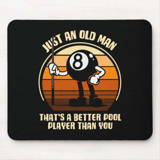 Gewoon een oud Man dat een betere poolspeler is da Muismat (Voorkant)