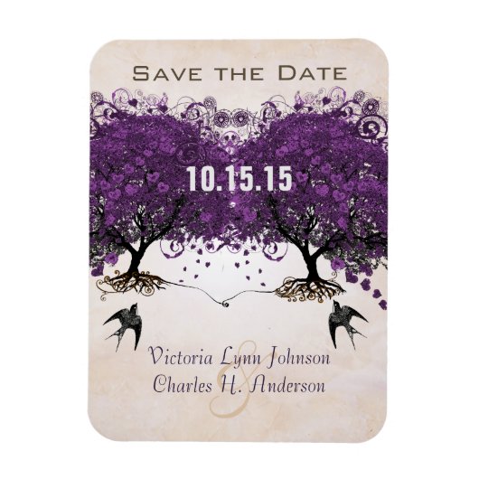 Gewoon een perzik hartboom Trouw Save the Date Magneet (Verticaal)