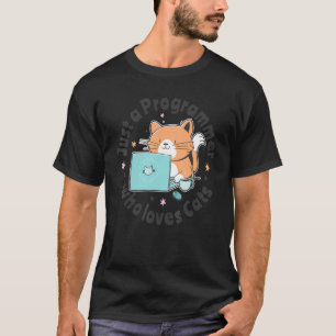 Gewoon een programmeur die van katten en computers t-shirt