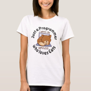 Gewoon een programmeur die van katten houdt t-shirt