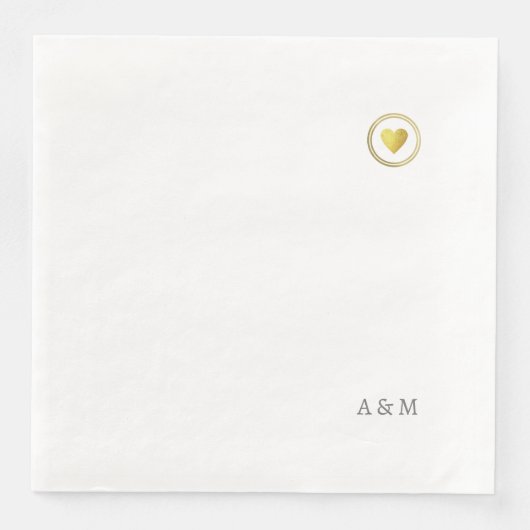 Gewoon een romantisch Faux Gold hart van de liefde Servet (Voorkant)