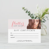 Gewoon een roze fotocadeaubon voor een salon (Staand voorkant)