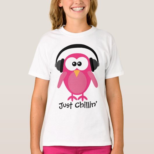 Gewoon een roze wand met een hoofdtelefoon t-shirt (Voorkant)