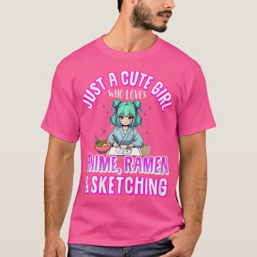 Gewoon een Schattige meisje dat houdt van anime ra T-shirt (Voorkant)