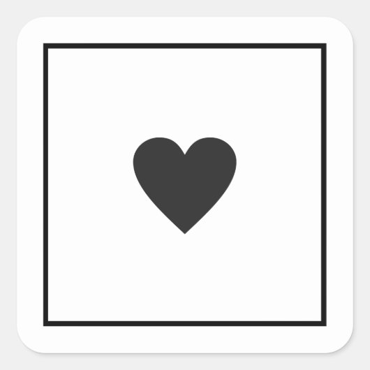 Gewoon een simpele Black Love Heart bruiloft Vierkante Sticker (Voorkant)