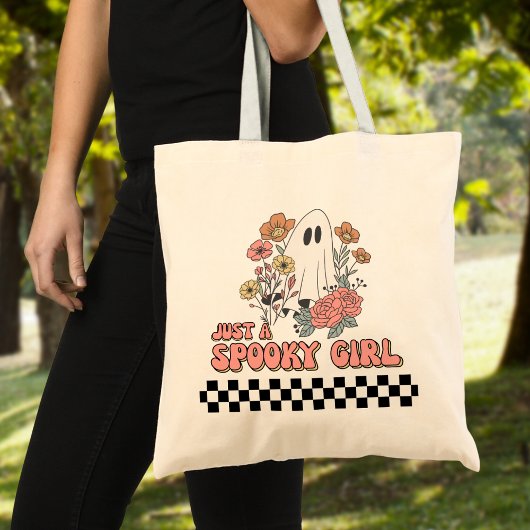 Gewoon een spookachtig meisje geest Halloween Tote Bag