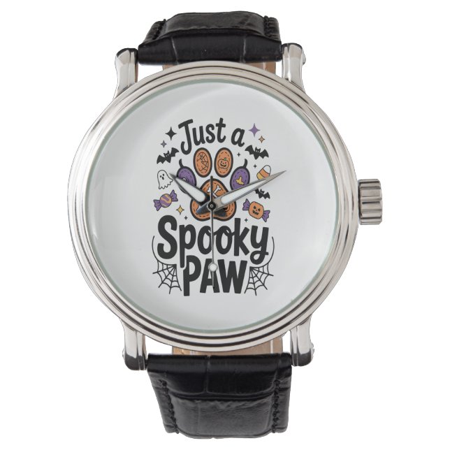 Gewoon een spookachtige poot png, hond Halloween Horloge (Voorkant)
