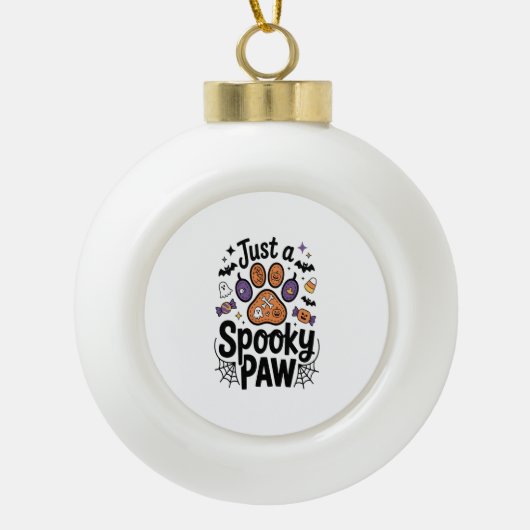 Gewoon een spookachtige poot png, hond Halloween Keramische Bal Ornament (Voorkant)