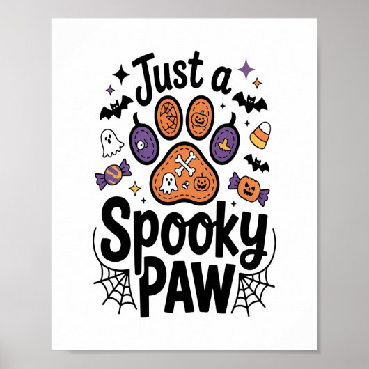 Gewoon een spookachtige poot png, hond Halloween Poster (Voorkant)